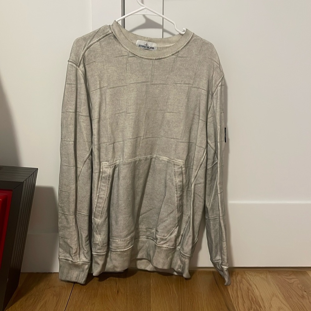 AUTHENTIC Stone Island Grey/White Crew Neck XL